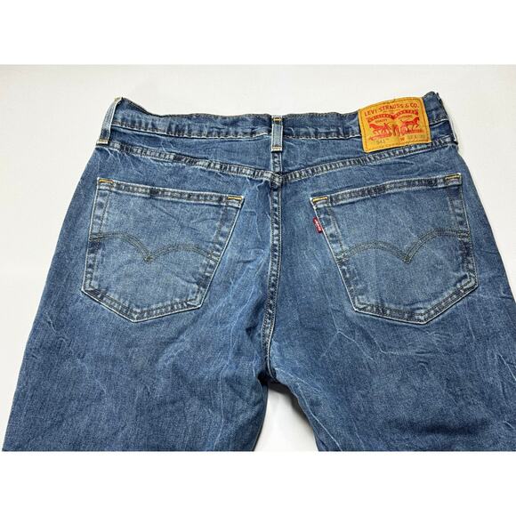 Levis 541 Men's Med Wash Straight Leg Blue Denim Jeans - Size 32x28 - Picture 4 of 7